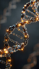 PDRN Salmon DNA Serum Molecule with Collagen Helix, 3D Illustration