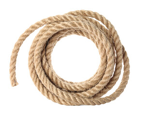 Jute Rope Coil Isolated on White for Natural Fiber and Crafting