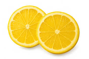 Lemon slices showing refreshing taste and healthy nutrition. Fresh citrus fruit rich in vitamin c. Transparent background