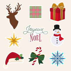 Christmas Icon collection pack. Xmas sticker set in flat design. Vector illustration. Colorful element set.