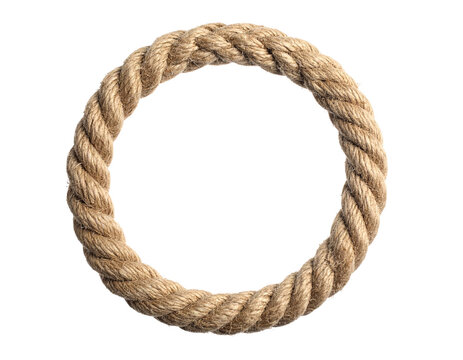 Rope Circle Border Isolated on White for Nautical Frame
