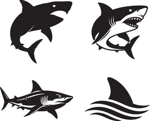 Fototapeta premium Shark silhouette set
