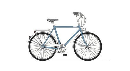 Fototapeta premium Stylized bicycle illustration with classic blue frame, minimalist design, transportation element