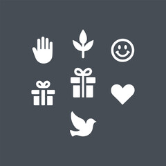 World Kindness Day vector set with unity hands, love hearts, smiling earth, caring people, compassion, empathy, peace, and positive community art