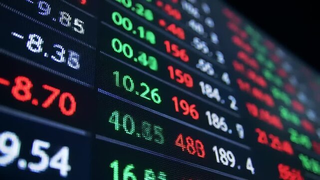Stock Market Data Display Closeup.