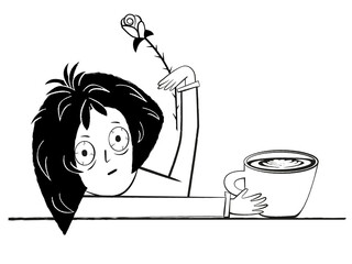 Funny Coffee Sketches. ADHD. Sketchy doodles of coffee, cups, and café scenes for banners and advertising in the coffee industry. Light, expressive style that evokes a cozy, creative atmosphere.	