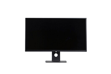 A modern wide monitor with black screen isolated, transparent background, no background. PNG.