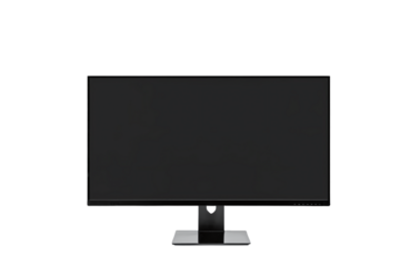 A modern wide monitor with black screen isolated, transparent background, no background. PNG.