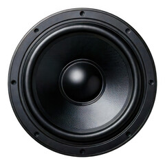 Black round speaker cone isolated on transparent or white background
