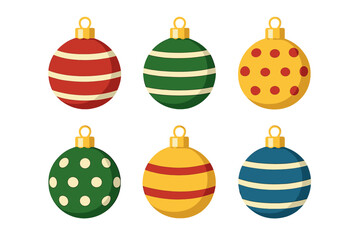 Colorful holiday baubles with various patterns for Christmas decoration