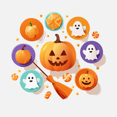 Spooky and sweet Halloween collection featuring pumpkin, ghosts, candy, and autumn treats