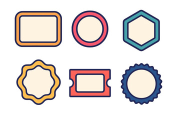 Colorful set of blank geometric and decorative frames badges labels and stickers