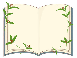 千両と開いた本のイラスト