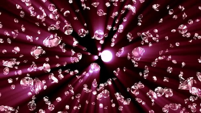 Close-up of a dazzling diamond illuminated by vivid red rays, reflecting light in brilliant high-definition detail.
