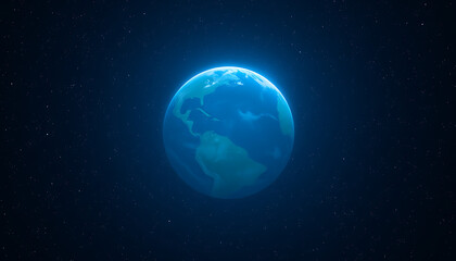 Fototapeta premium Mysterious glowing blue orb suspended in the vast darkness of space