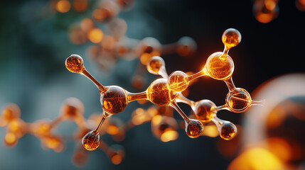 Abstract representation of molecular connections with glowing nodes in medical context no people visible molecular structure chemical bonds scientific molecules medical