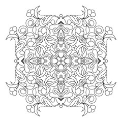 Flower mandala for coloring book, black white hand drawn illustration. High quality photo