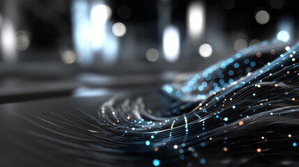 Gray abstract background with dynamic wave patterns and tech elements no people visible gray tech wave motion neutral background professional gray subtle dynamics corporate