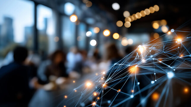 Abstract representation of metaverse connectivity with network nodes and avatars no people clearly visible metaverse network virtual connection avatar network digital society