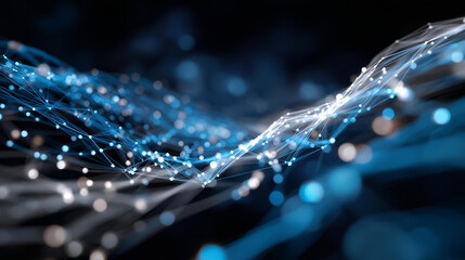 Abstract visualization of big data streams with flowing particles and information nodes no faces visible data analytics information flow cloud computing data center digital