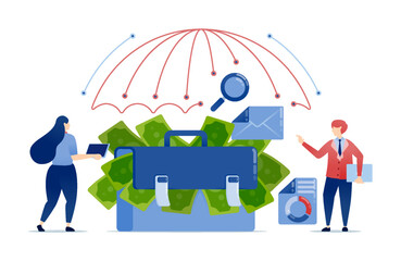 Suitcases of cash showing company finance security and policy protection