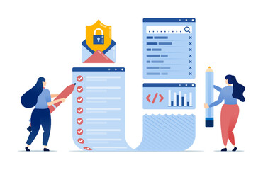 Filling out secure email surveys and feedback forms with checklist reviews