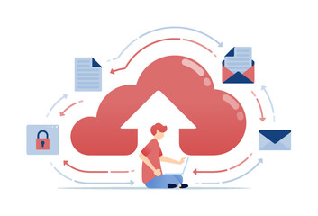 Cloud upload and download system for secure email and data backup