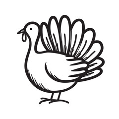 Fototapeta premium A simple black and white line drawing of a tom turkey.