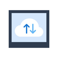 Cloud Upload and Download Icon in Flat Design