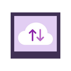 Purple Cloud Upload and Download Icon in Flat Design
