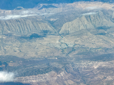aerial landscape view of area around Deraluk, a town and subdistrict in Dohuk Governorate in Kurdistan Region, Iraq, located on the Great Zab and in the district of Amadiya