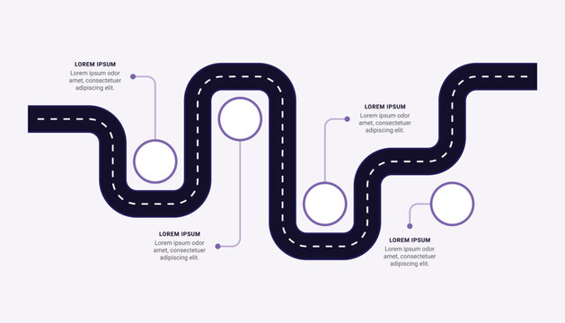 Business roadmap timeline infographic with 4 steps for presentation.