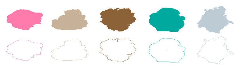 Set of abstract watercolor water splash on a white background. watercolor circles brash multicolored.  solid brushstroke, splash vector