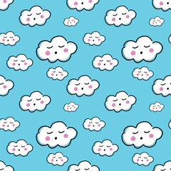 Cute cloud cartoon character pattern background illustration.eps
