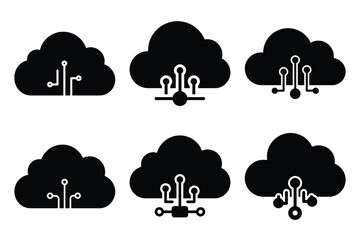 cloud computing silhouette vector icon set. business related icon set