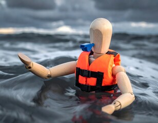 救命胴衣とホイッスルを使い遭難救助を求める