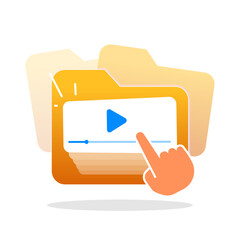illustration of video folder with play button icon. video access or media library feature in app or website. for UI design, web development, online media platform, digital content management concepts