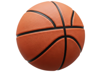 A closeup studio shot of a basketball isolated on transparent background