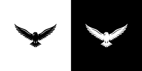 Black and white bird silhouettes on split