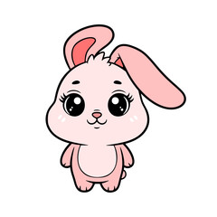 Cute rabbit cartoon, with a pink body and floppy ears