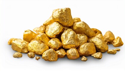 Fototapeta premium Gold Nuggets Natural Isolated On Transparent Background Png File