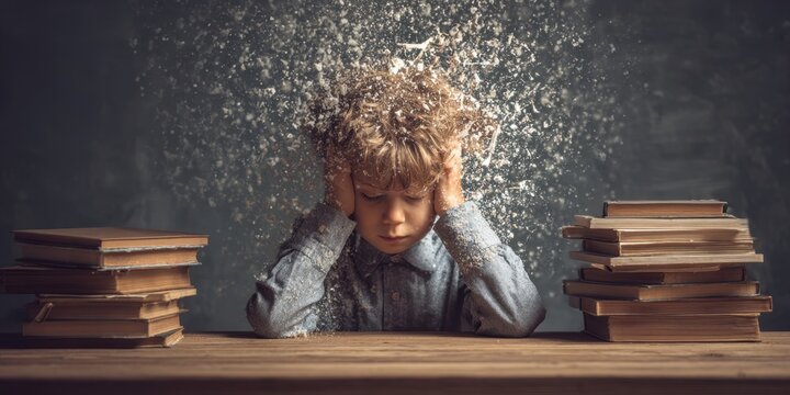 Conceptual images illustrating ADHD, dyscalculia, and dysgraphia &ndash; mental health and learning differences