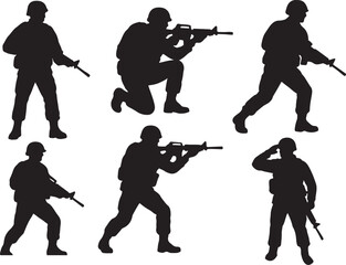 vector silhouettes of soldiers