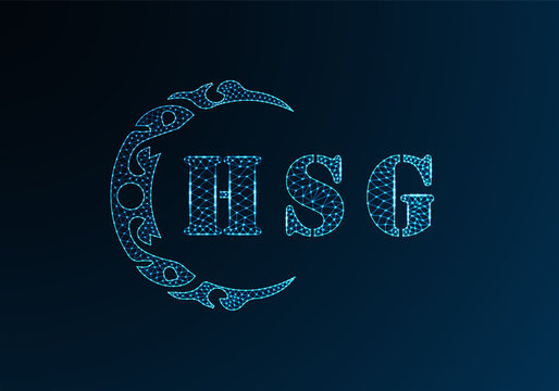 Low poly letter logo HSG design. HSG letter logo low poly vector design on blue color gradient background. HSG logo low poly design