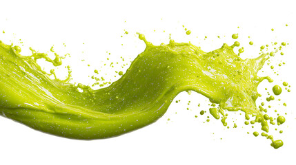 Hyper detailed photorealistic macro photograph of lime green liquid splashing in mid air.