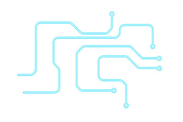 Circuit board glowing neon lines on transparent background