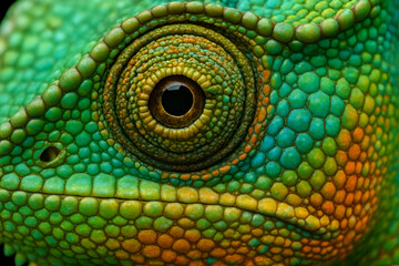 Fototapeta premium Close-up Macro Shot of Chameleon Skin Texture and Eyes
