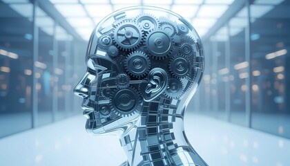 AI brain gears representing complex, systematic machine learning technology