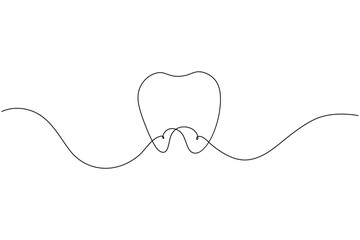 Dental tooth icon simple one line art design isolated on white background
