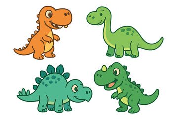 Obraz premium Playful Dinosaur Character with a Cute Snout Vector Set